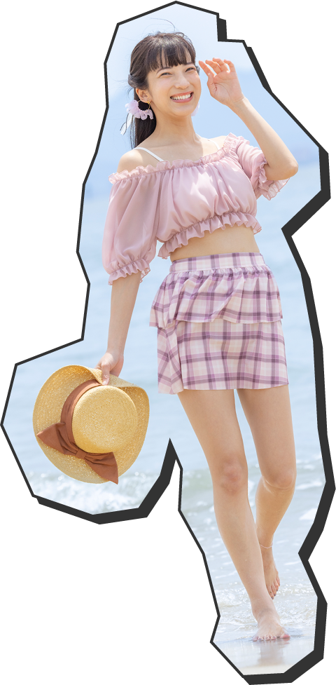 シフォンパフ スリーブビキニSET モデル